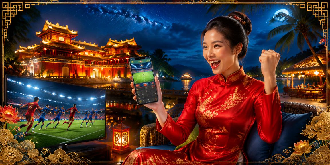 Người chơi VIP theo dõi cá cược thể thao tại Huế trong trang phục áo dài truyền thống